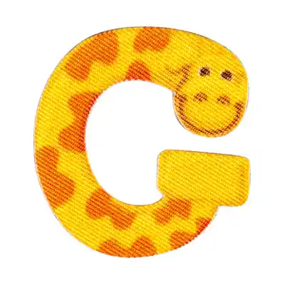 Echt Bunter Buchstabe G zum Aufbügeln Giraffe – ABC Applikation Tiere Bügelbuchstaben