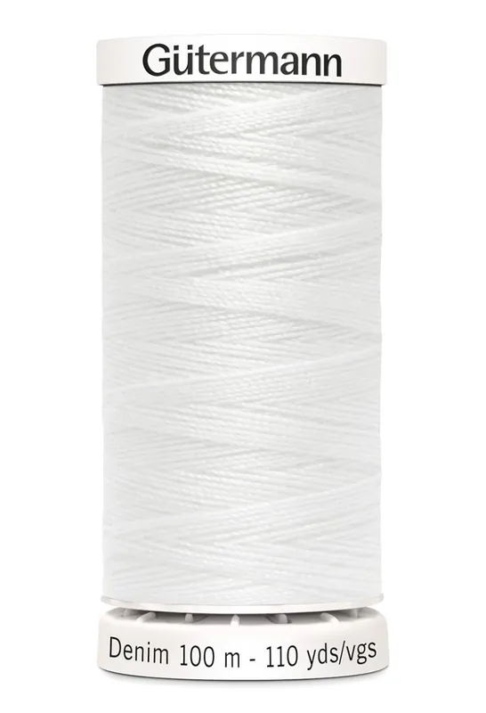 Jeans Nähgarn weiß Fb. 1016 – 100m Denim Garn von Gütermann No.50 – Jeansfaden Top-Seller