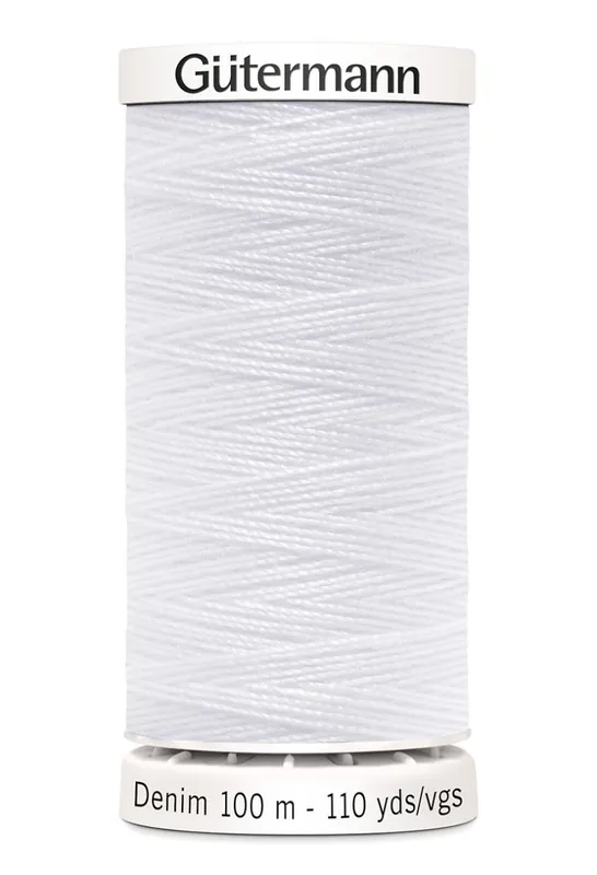 Jeans Nähgarn weiß Fb. 1005 – 100m Denim Garn von Gütermann No.50 – Jeansfaden Bestseller