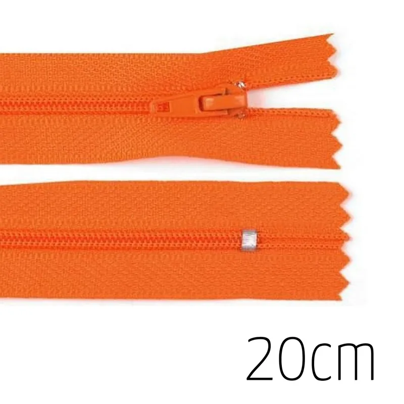 Mengenrabatt Reißverschluss orange 20cm lang nicht teilbar für Taschen & Mäppchen – Spiralreißverschluss 3mm