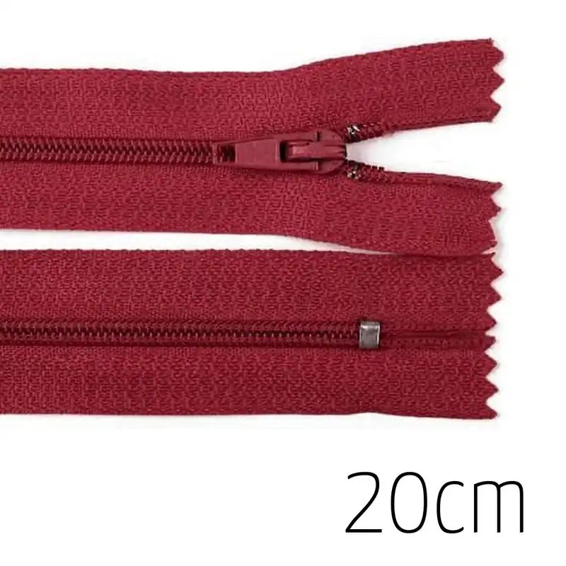 Reißverschluss dunkelrot 20cm lang nicht teilbar für Taschen & Mäppchen – Spiralreißverschluss 3mm Knallerangebot
