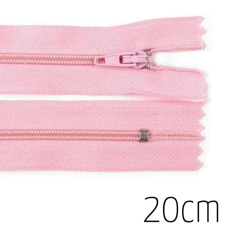 Handgefertigt Reißverschluss rosa 20cm lang nicht teilbar für Taschen & Mäppchen – Spiralreißverschluss 3mm