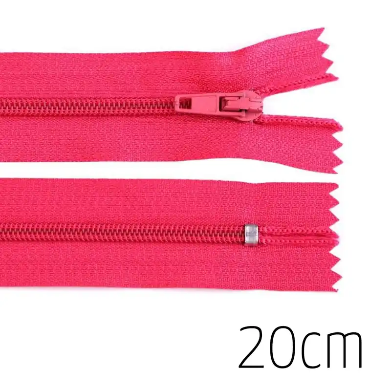 Premium Reißverschluss neon pink 20cm lang nicht teilbar für Taschen & Mäppchen – Spiralreißverschluss 3mm