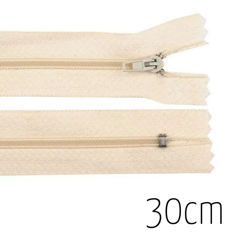 Preisknaller Reißverschluss creme 30cm lang nicht teilbar für Taschen & Mäppchen – Spiralreißverschluss 3mm