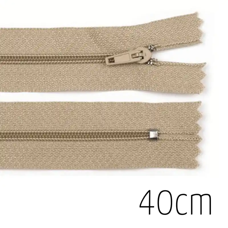Reißverschluss beige 40cm lang nicht teilbar für Taschen & Mäppchen – Spiralreißverschluss 3mm Heißes Angebot