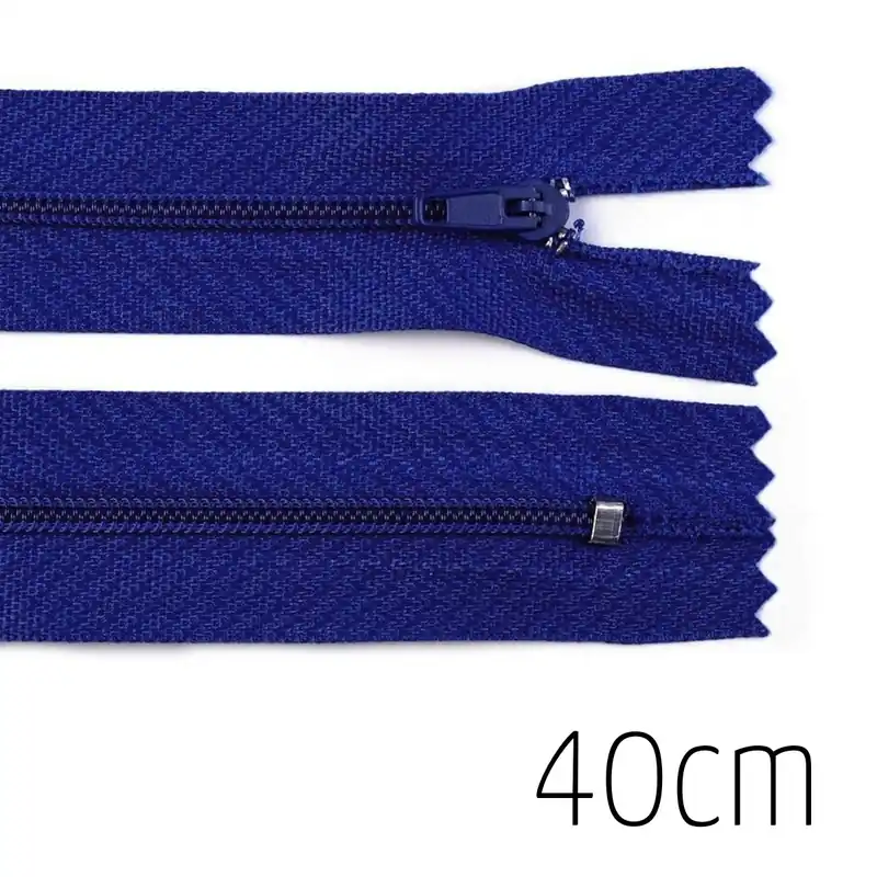 Reißverschluss dunkelblau 40cm lang nicht teilbar für Taschen & Mäppchen – Spiralreißverschluss 3mm Kostenloser Rückversand