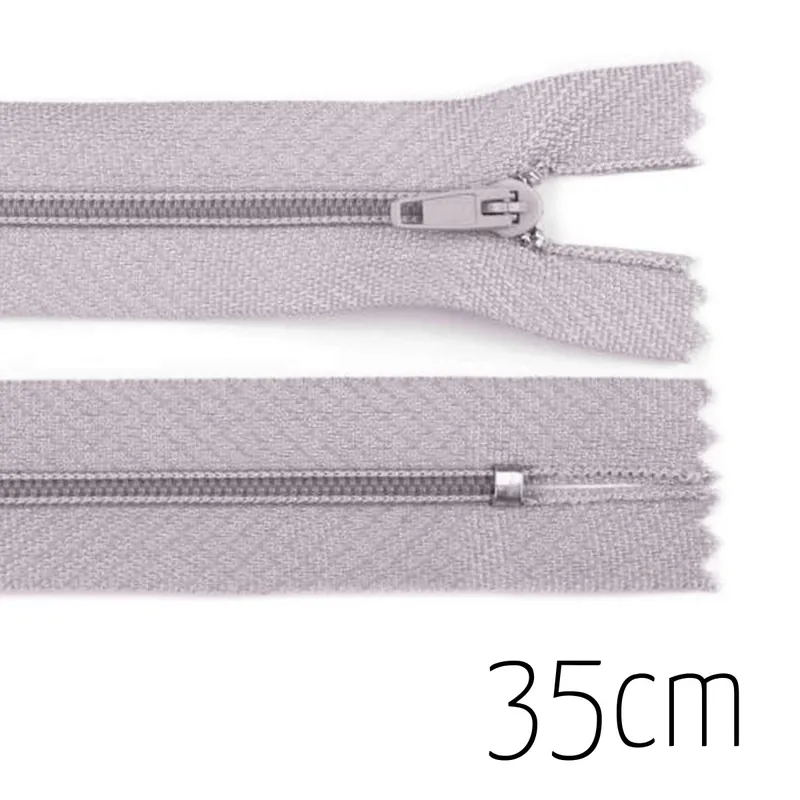 Reißverschluss hellgrau 35cm lang nicht teilbar für Taschen & Mäppchen – Spiralreißverschluss 3mm Neue Kollektion