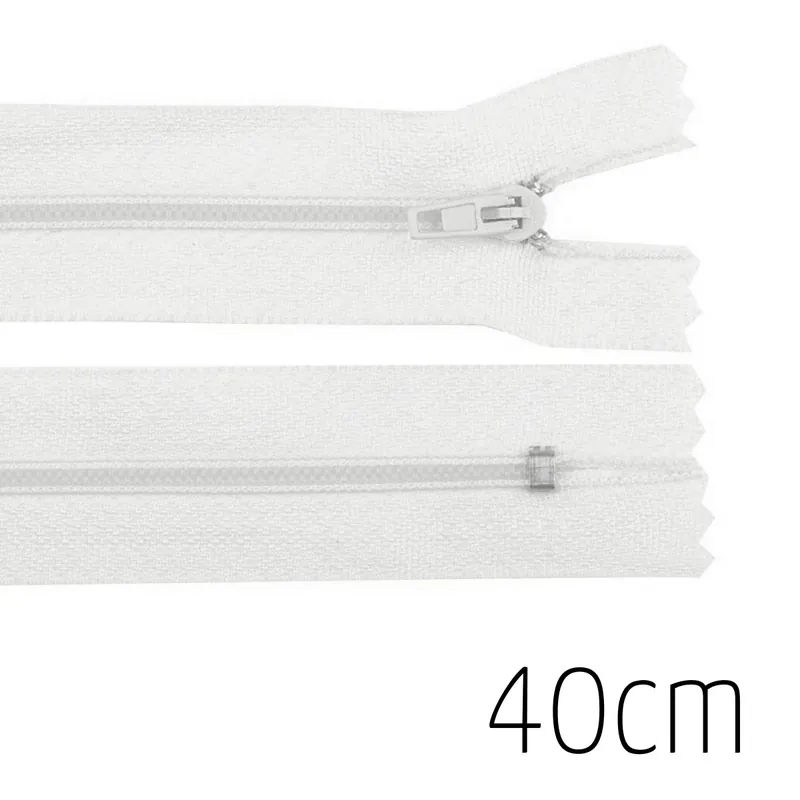 Begrenztes Angebot Reißverschluss weiß 40cm lang nicht teilbar für Taschen & Mäppchen – Spiralreißverschluss 3mm