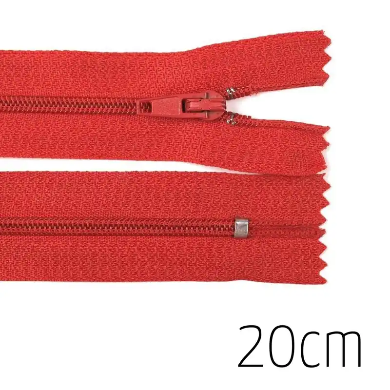 Billig Reißverschluss tomate rot 20cm lang nicht teilbar für Taschen & Mäppchen – Spiralreißverschluss 3mm