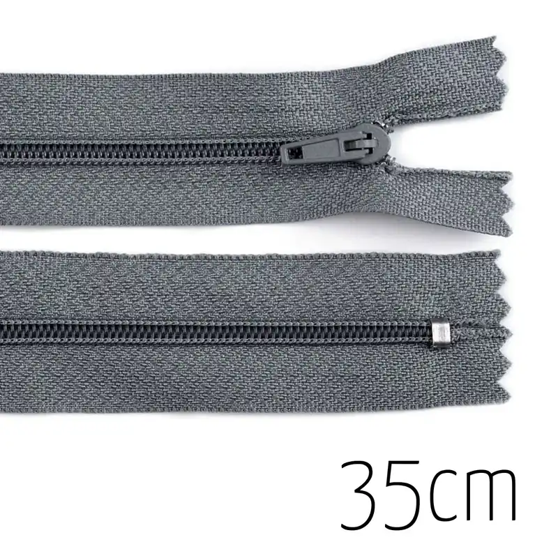 Must-Have Reißverschluss grau 35cm lang nicht teilbar für Taschen & Mäppchen – Spiralreißverschluss 3mm