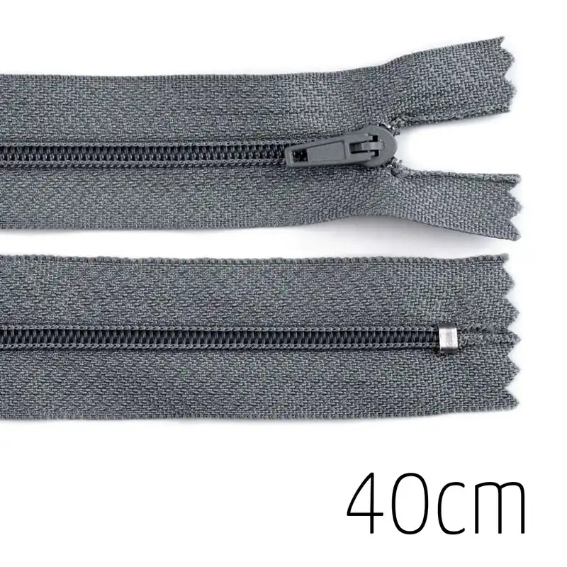 Top-Seller Reißverschluss grau 40cm lang nicht teilbar für Taschen & Mäppchen – Spiralreißverschluss 3mm
