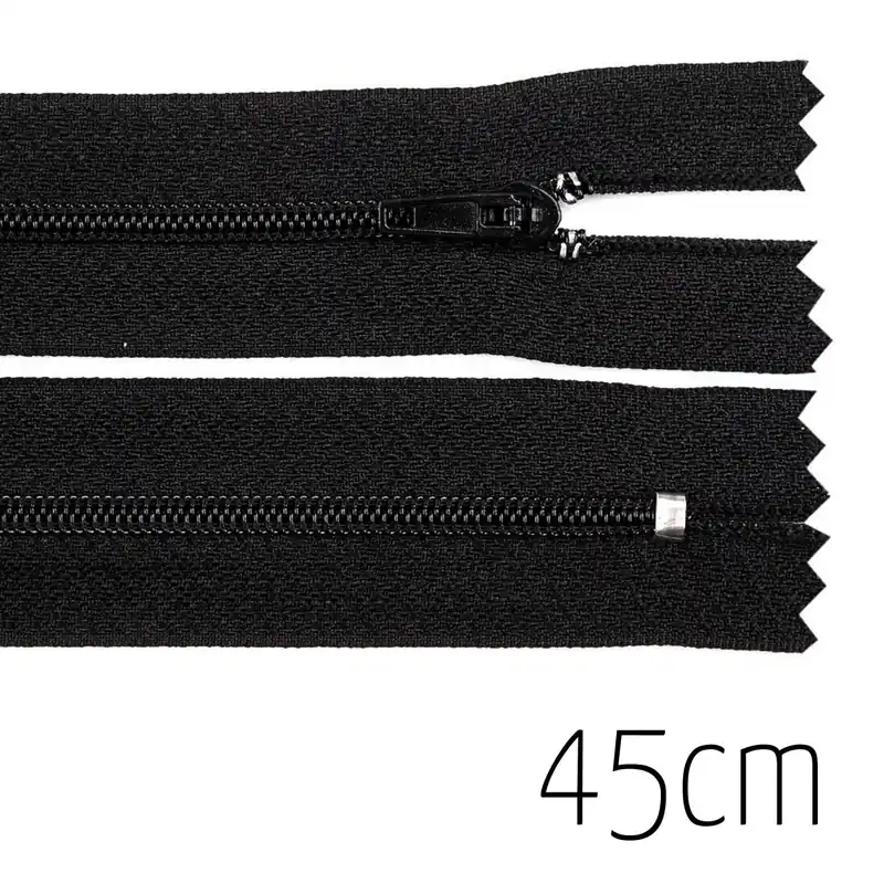 Sale Reißverschluss schwarz 45cm lang nicht teilbar für Taschen & Mäppchen – Spiralreißverschluss 3mm