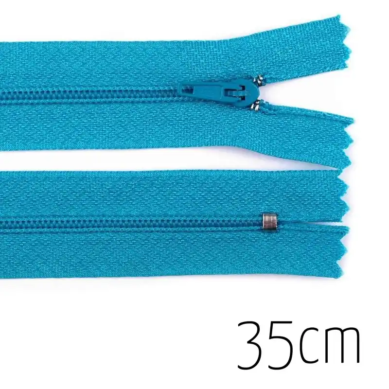 Kostenfreie Lieferung Reißverschluss türkis 35cm lang nicht teilbar für Taschen & Mäppchen – Spiralreißverschluss 3mm