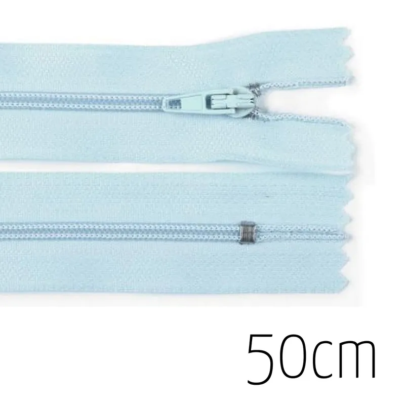 Kostenloser Versand Reißverschluss hellblau 50cm lang nicht teilbar für Taschen & Mäppchen – Spiralreißverschluss 3mm