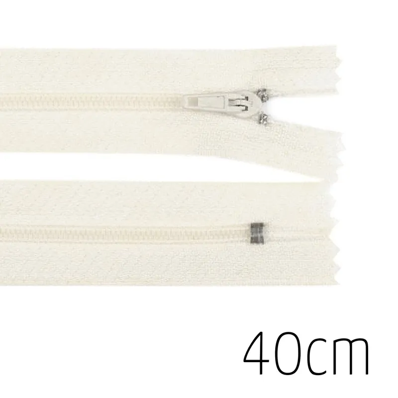 Im Trend Reißverschluss altweiß 40cm lang nicht teilbar für Taschen & Mäppchen – Spiralreißverschluss 3mm