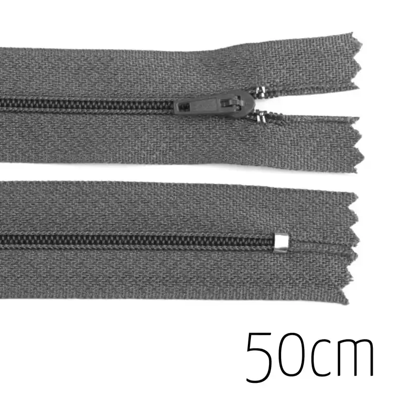 Online Kaufen Reißverschluss grau 50cm lang nicht teilbar für Taschen & Mäppchen – Spiralreißverschluss 3mm