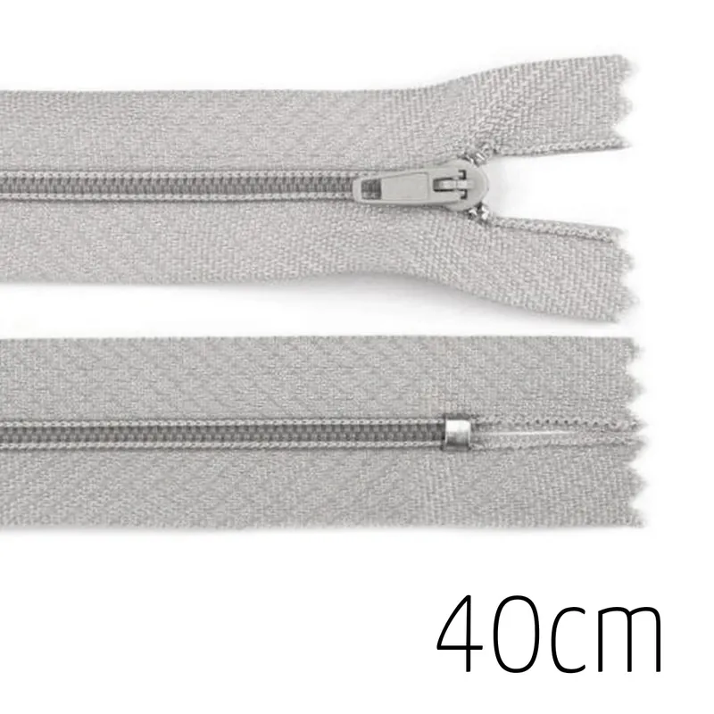 Bestpreis Reißverschluss hellgrau 40cm lang nicht teilbar für Taschen & Mäppchen – Spiralreißverschluss 3mm