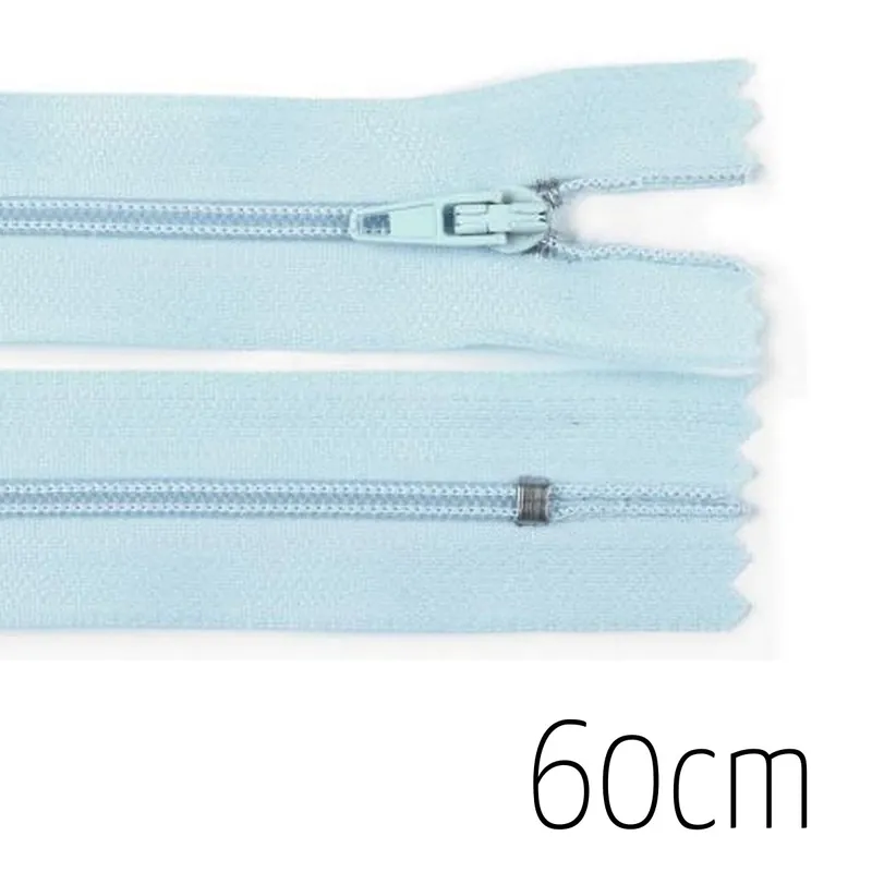 Limited Edition Reißverschluss hellblau 60cm lang nicht teilbar für Taschen & Mäppchen – Spiralreißverschluss 3mm