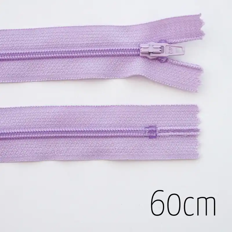 Mengenrabatt Reißverschluss helles flieder 60cm lang nicht teilbar für Taschen & Mäppchen – Spiralreißverschluss