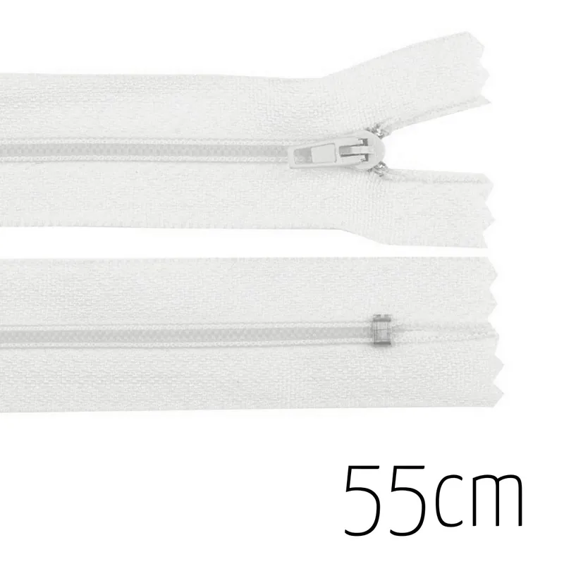 Reißverschluss weiß 55cm lang nicht teilbar für Taschen & Mäppchen – Spiralreißverschluss 3mm Preisreduziert