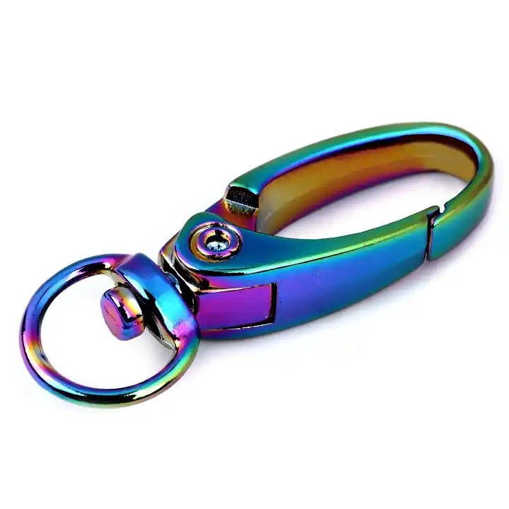 Metall Karabiner 10mm regenbogen bunt für Bänder und Kordeln mit drehbarem Gelenk Fädelloch rainbow Ausverkauf
