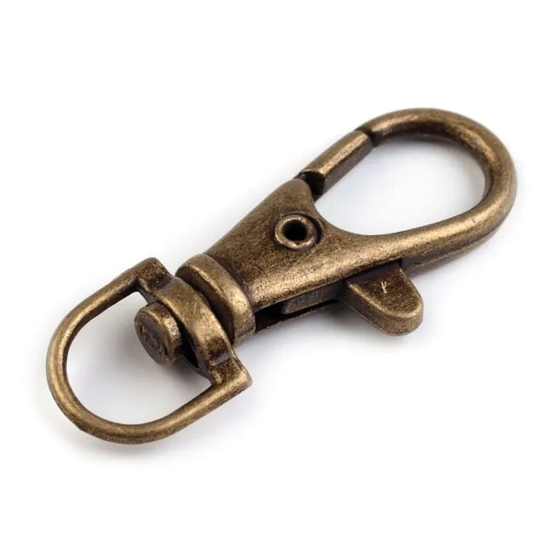 Metall Karabiner 10mm altmessing für Bänder und Kordeln mit drehbarem Gelenk Fädelloch Im Trend