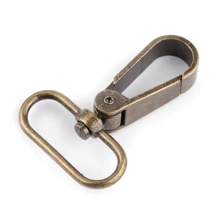 Neuheit Metall Karabiner 32mm altmessing für Taschen & Gurtbänder 3cm mit drehbarem Gelenk