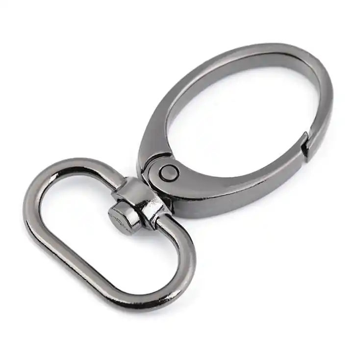 Kostenloser Versand Metall Karabiner oval 25mm nickel schwarz für Taschen & Gurtbänder 2,5cm mit drehbarem Gelenk