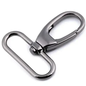 Markenware Metall Karabiner 38mm nickel schwarz für Taschen & Gurtbänder 4cm mit drehbarem Gelenk
