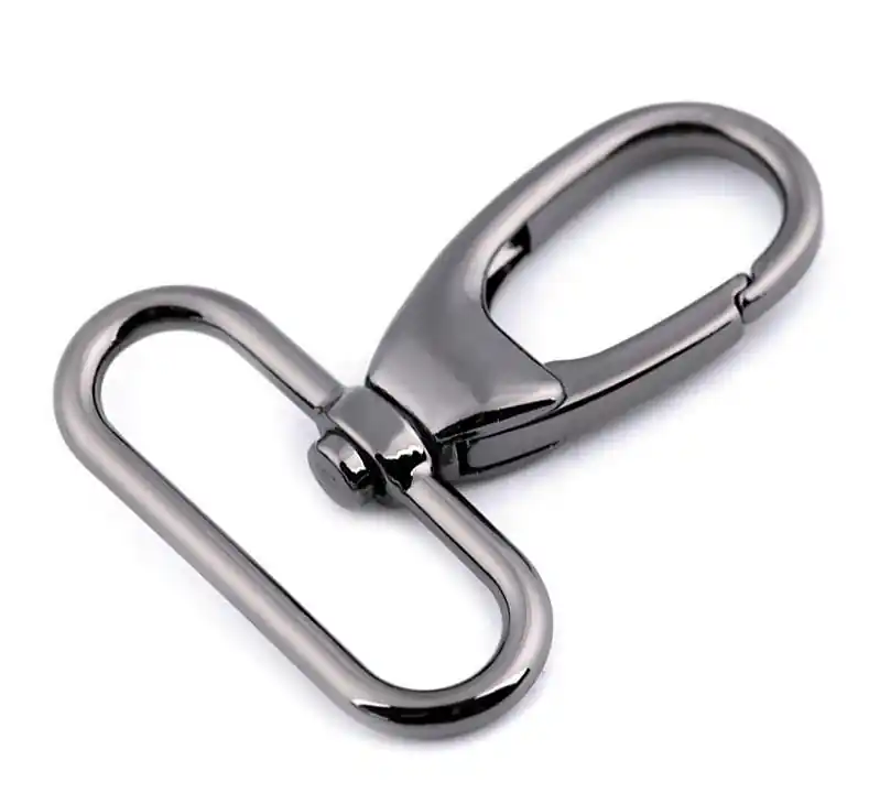 Markenware Metall Karabiner 38mm nickel schwarz für Taschen & Gurtbänder 4cm mit drehbarem Gelenk