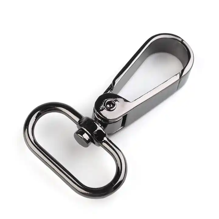 Metall Karabiner 25mm nickel schwarz für Taschen & Gurtbänder 2,5cm mit drehbarem Gelenk Neue Ware