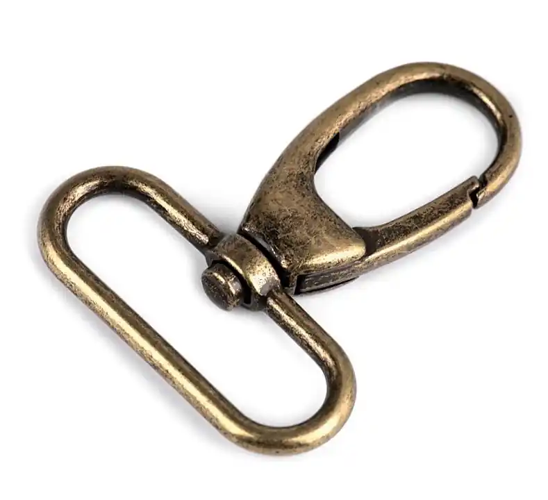 Handgefertigt Metall Karabiner 38mm altmessing für Taschen & Gurtbänder 4cm mit drehbarem Gelenk