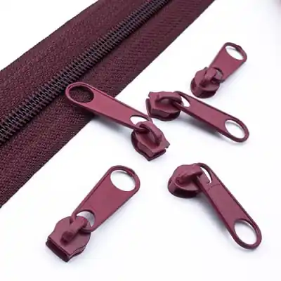 Zipper für Reißverschluss endlos 5mm weinrot – Endlosreißverschluss SR5 beaujolais Finale Aktion