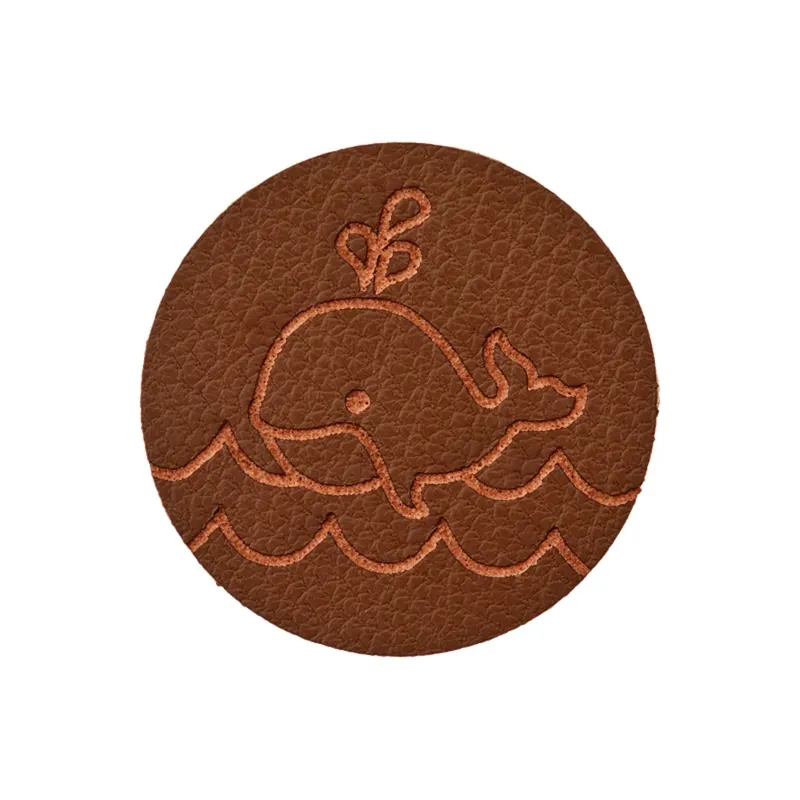 Aufnäher Wal mit Wellen braun für einzigartige Nähprojekte, Strickwerke & Gebasteltes Ø23mm Sonderangebot