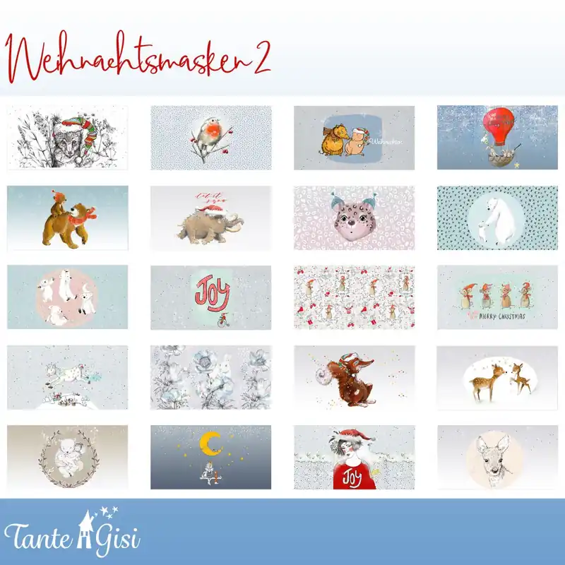 Begrenztes Angebot Bio Baumwolle Masken Weihnachten 2 von Lillestoff – Nähset 20 Mundmasken 1m Rapport Tante Gisi