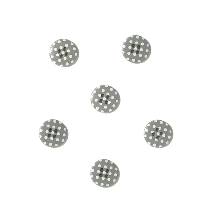 Top-Preis Knöpfe Vichy mit Punkten dunkelgrau weiß 18 mm