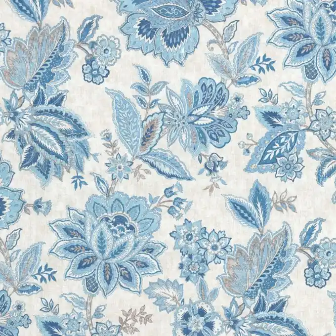Baumwollstoff Jacobean Blumen blau Direktkauf