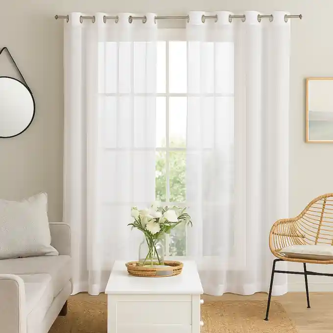 Großhandel Einfarbiger Gardinenvorhang Mémoire, weiß