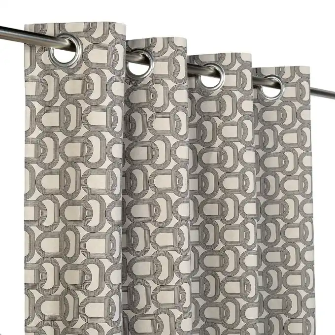 Beliebt Grafischer Vorhang Schwarz mit Ringen 140x240cm