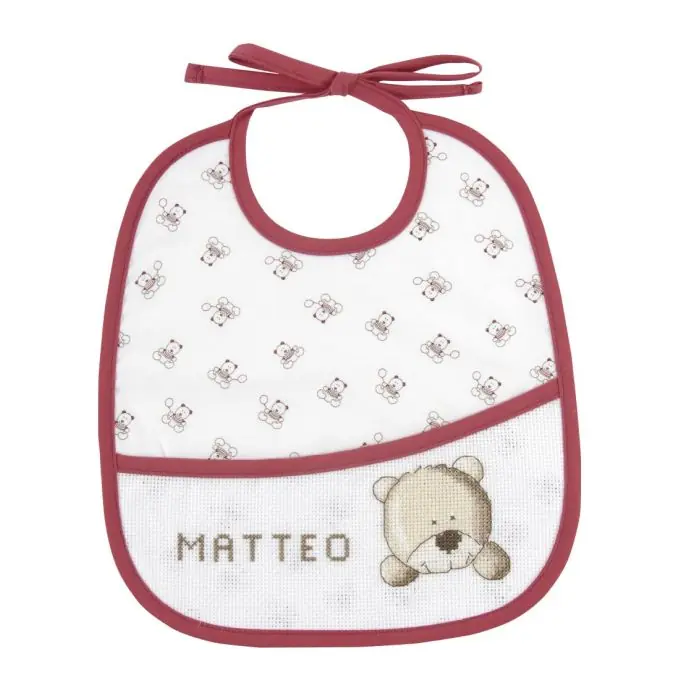 Stickerei-Lätzchen Oursons 24,5×29 cm 6 Monate Top-Qualität