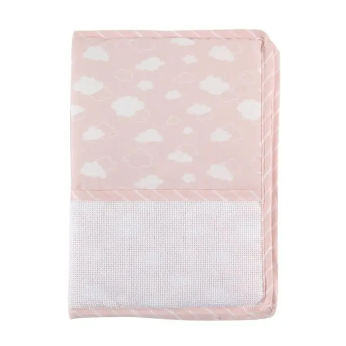 Echt Stickerei Gesundheitsbuchhülle Rosa Wolken 18x25cm