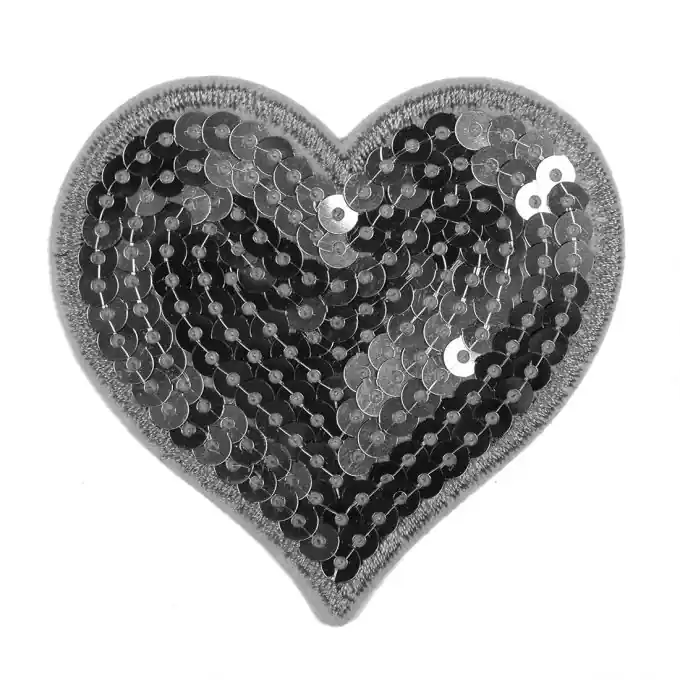 Thermoklebendes Herzmotiv mit Pailletten, silbern Großhandel