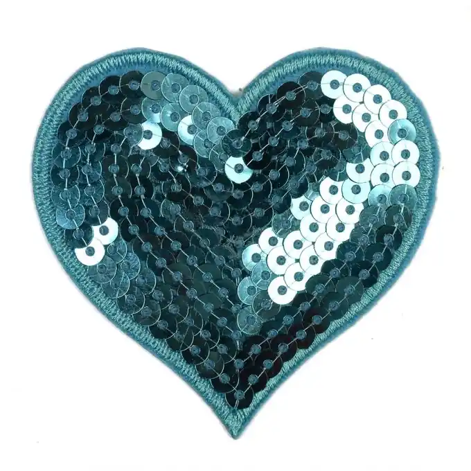 Thermoklebendes Herzmotiv mit Pailletten, blau Nur Heute