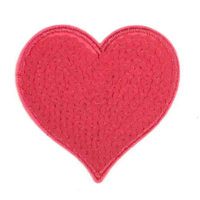 Markenprodukt Thermoklebendes Herzmotiv mit Pailletten, rosa