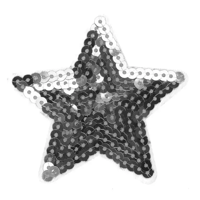 Markenware Thermoklebendes Sternmotiv mit Pailletten, silbernn