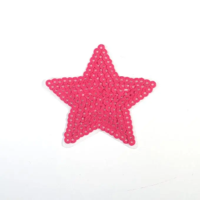 Bügelbild Stern rosa Pailletten Zertifiziert