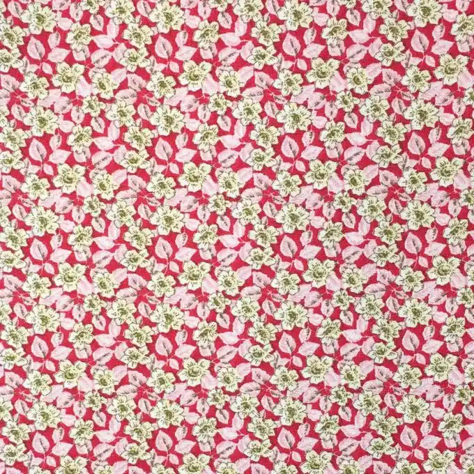 Garantierte Lieferung Popeline Stoff mit roten Blättern 150cm Breite