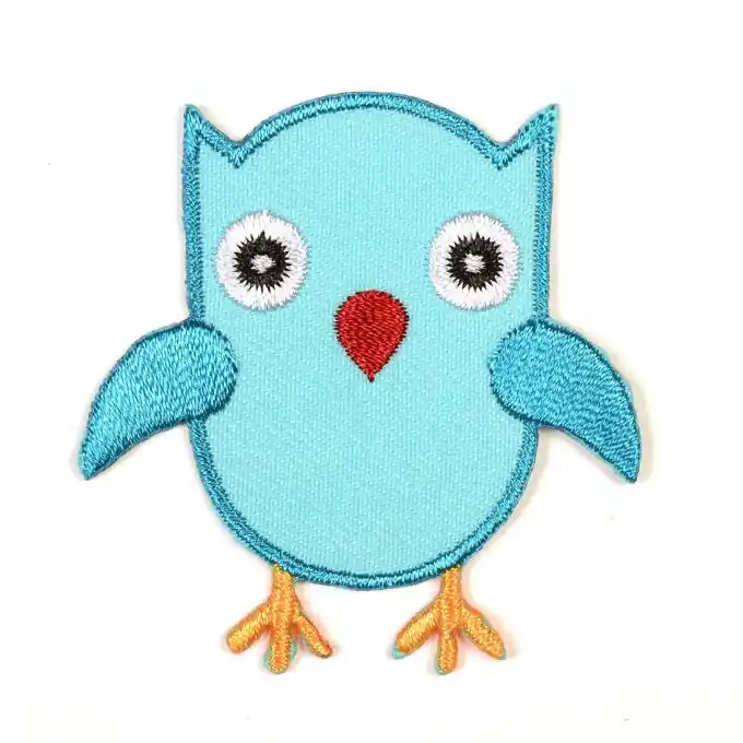 Kracherpreis Bügelbild Eule türkisblau