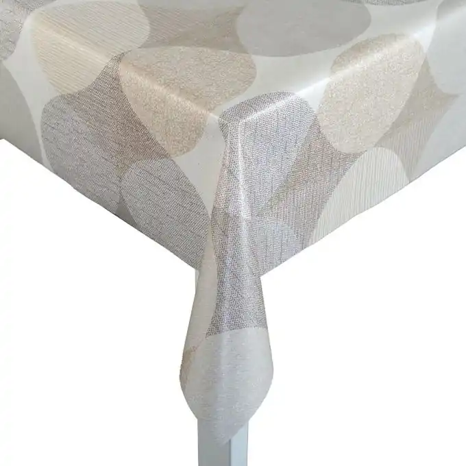 Graphisches Wachstuch, beige Handgefertigt