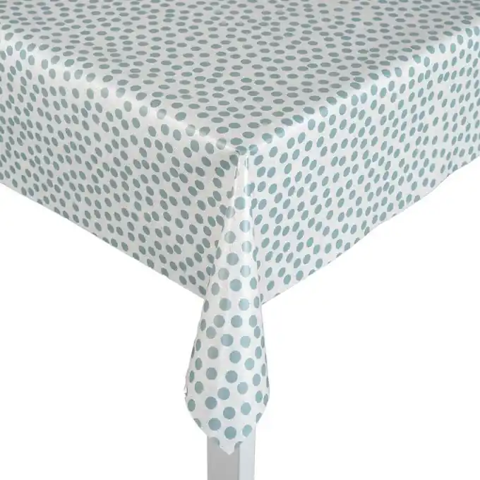 Geld-Zurück-Garantie Wachstuch Tischdecke Grau mit Blauen Punkten 140 cm Breite